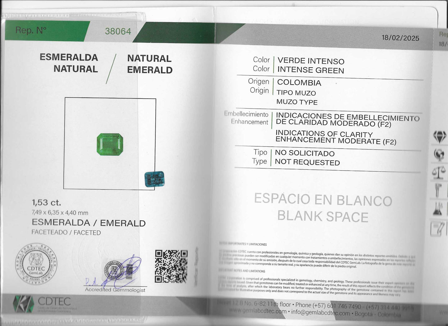 ESMERALDA CDTEC CORTE ESMERALDA 1.53 CTS