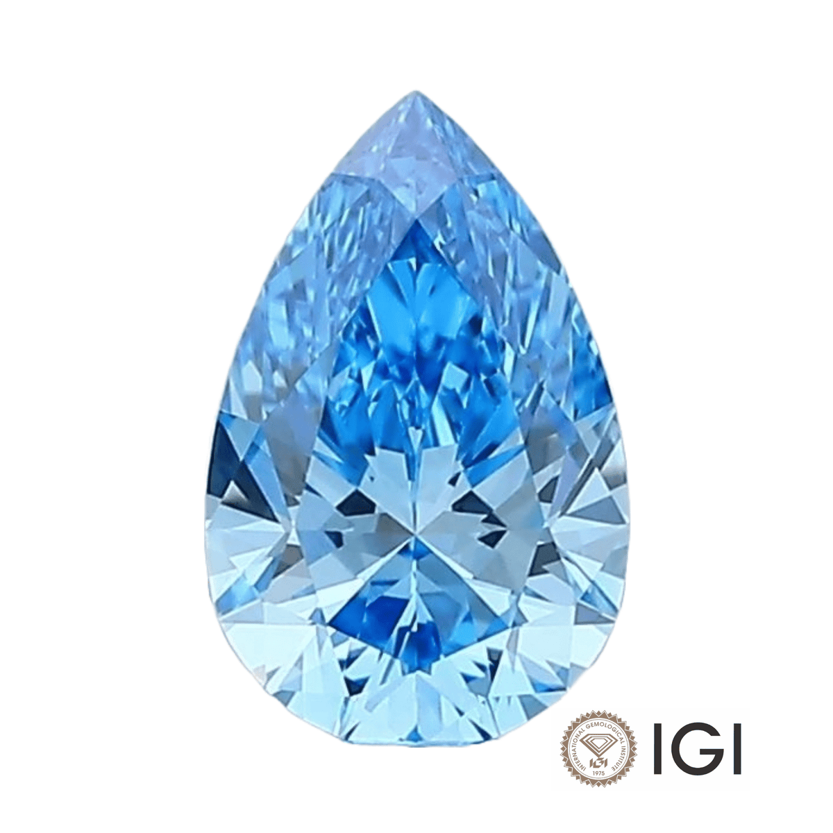 DIAMANTE DE LABORATORIO IGI FANCY VIVID BLUE CORTE PERA