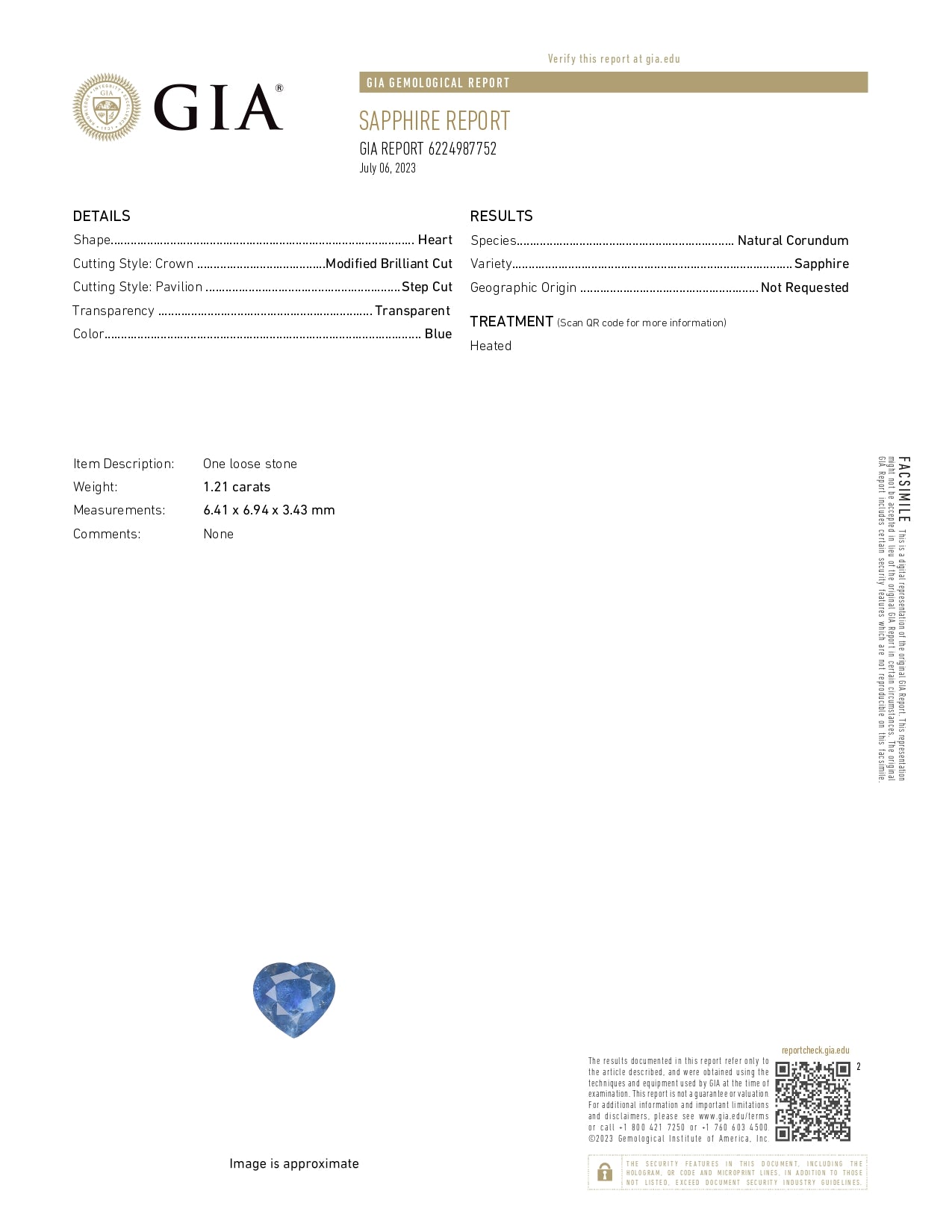 ZAFIRO GIA 1.21 CTS