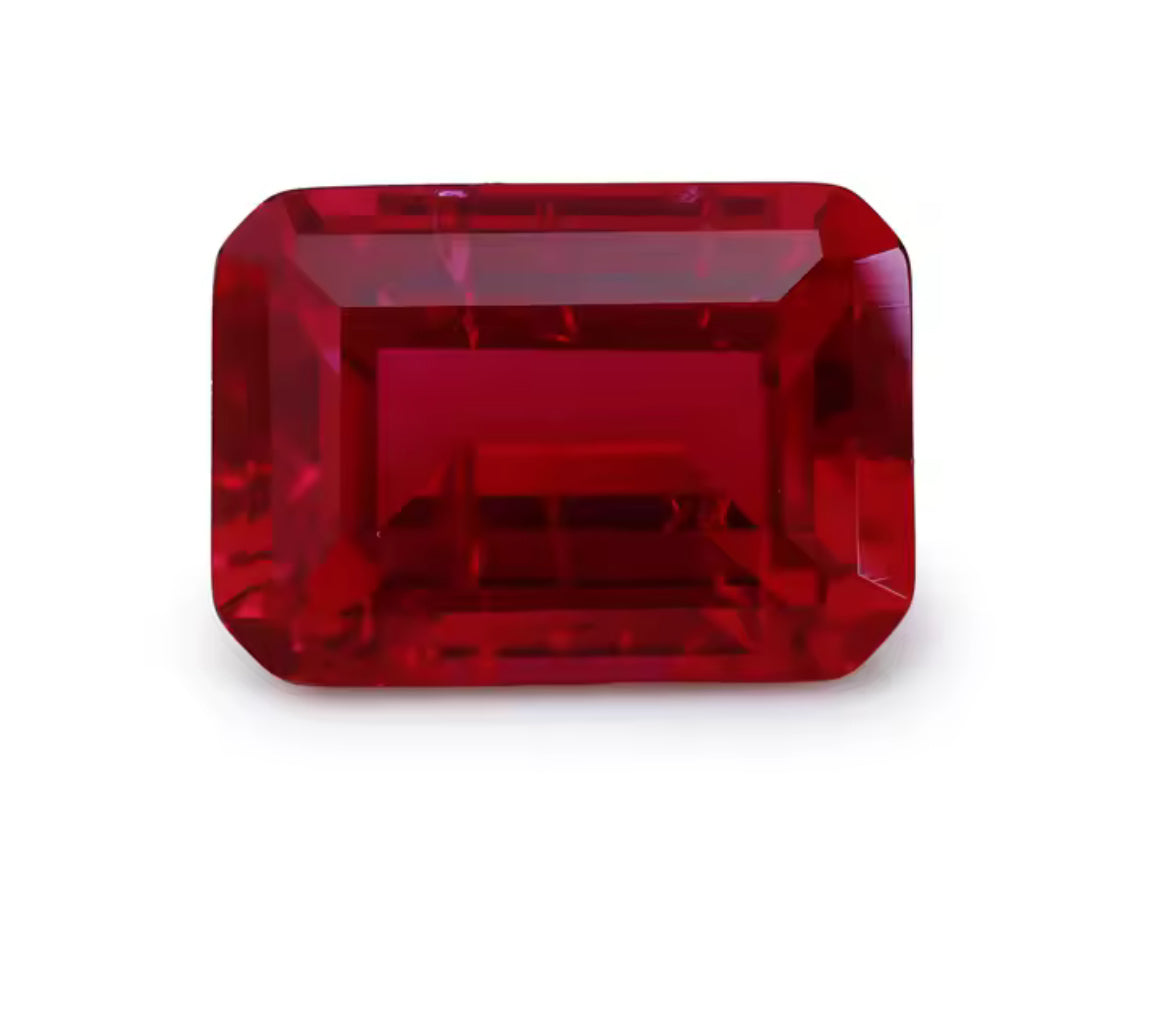 RUBÍ LAB GROWN 1.1- 1.2 CTS AGL CORTE ESMERALDA 5 X 7 X 3 MM