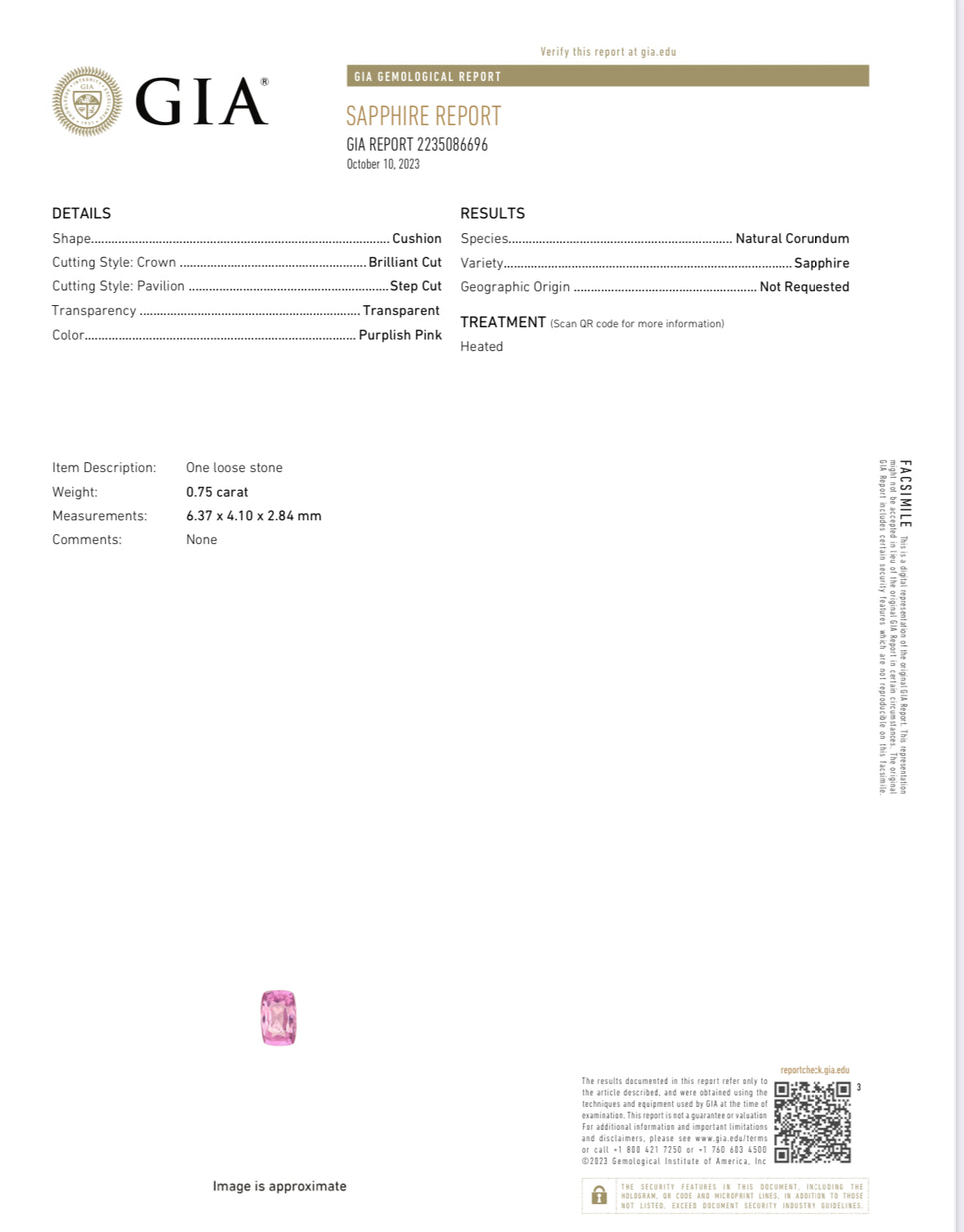 ZAFIRO CERTIFICADO GIA 0.75 CTS