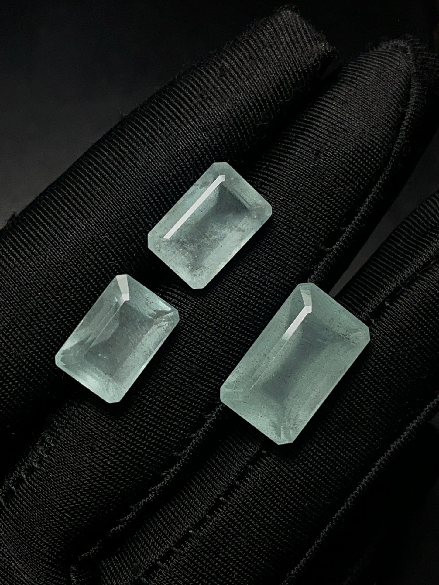 JUEGO DE AGUAMARINA CORTE ESMERALDA 24.96 CT