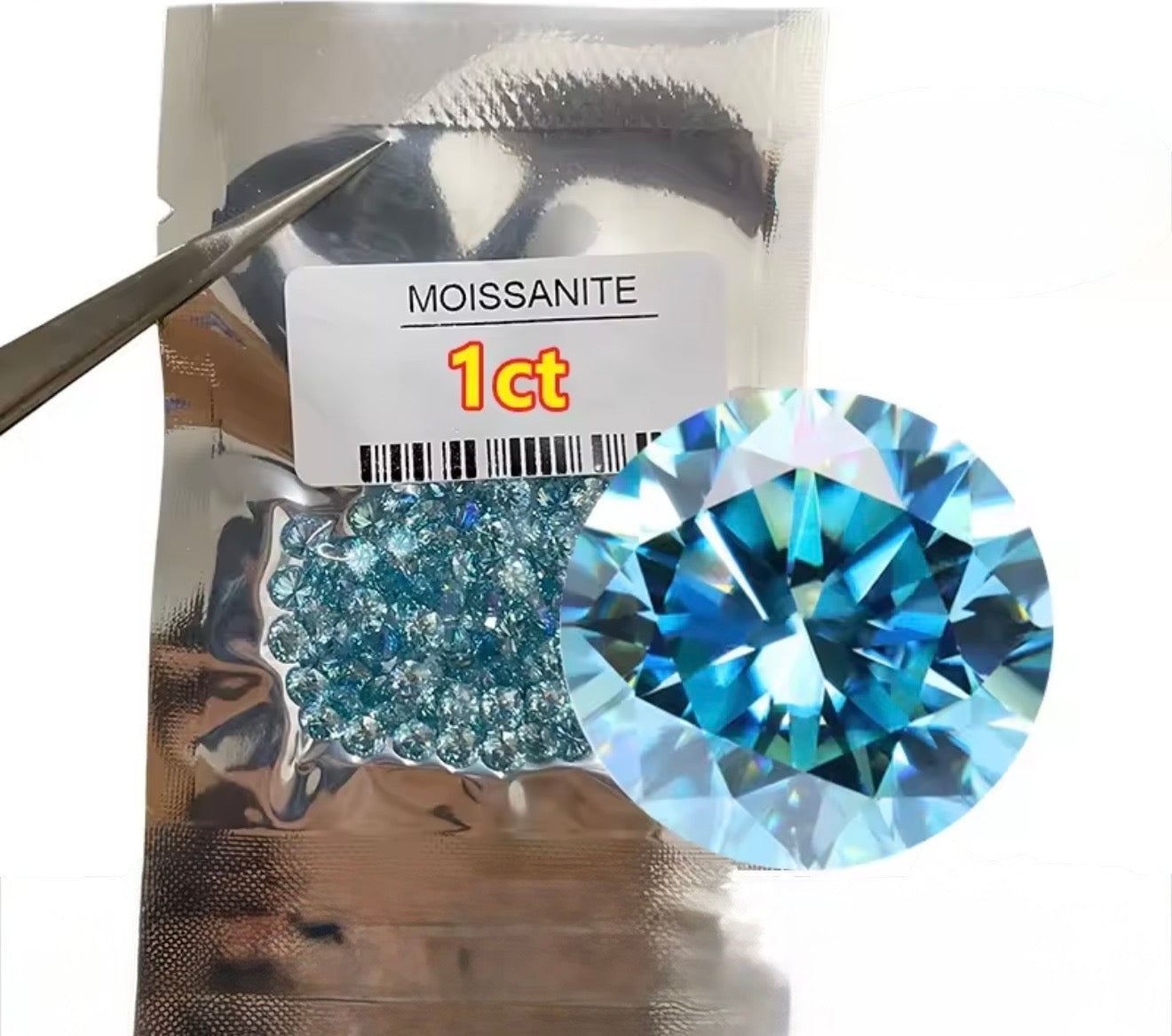 MOISSANITA SEA BLUE REDONDA 1 - 3 MM