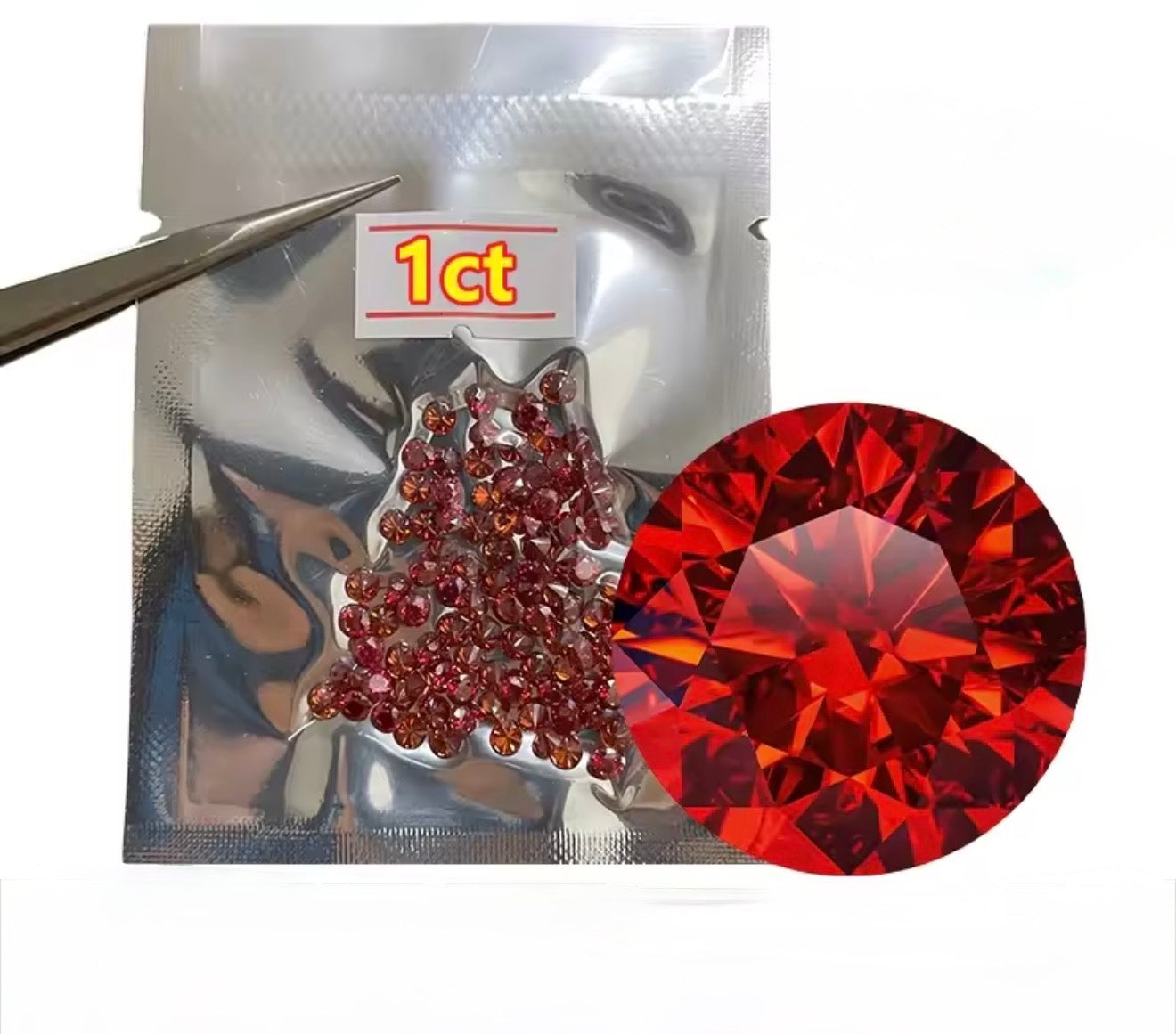 MOISSANITA RED ORANGE REDONDA 1 - 3 MM