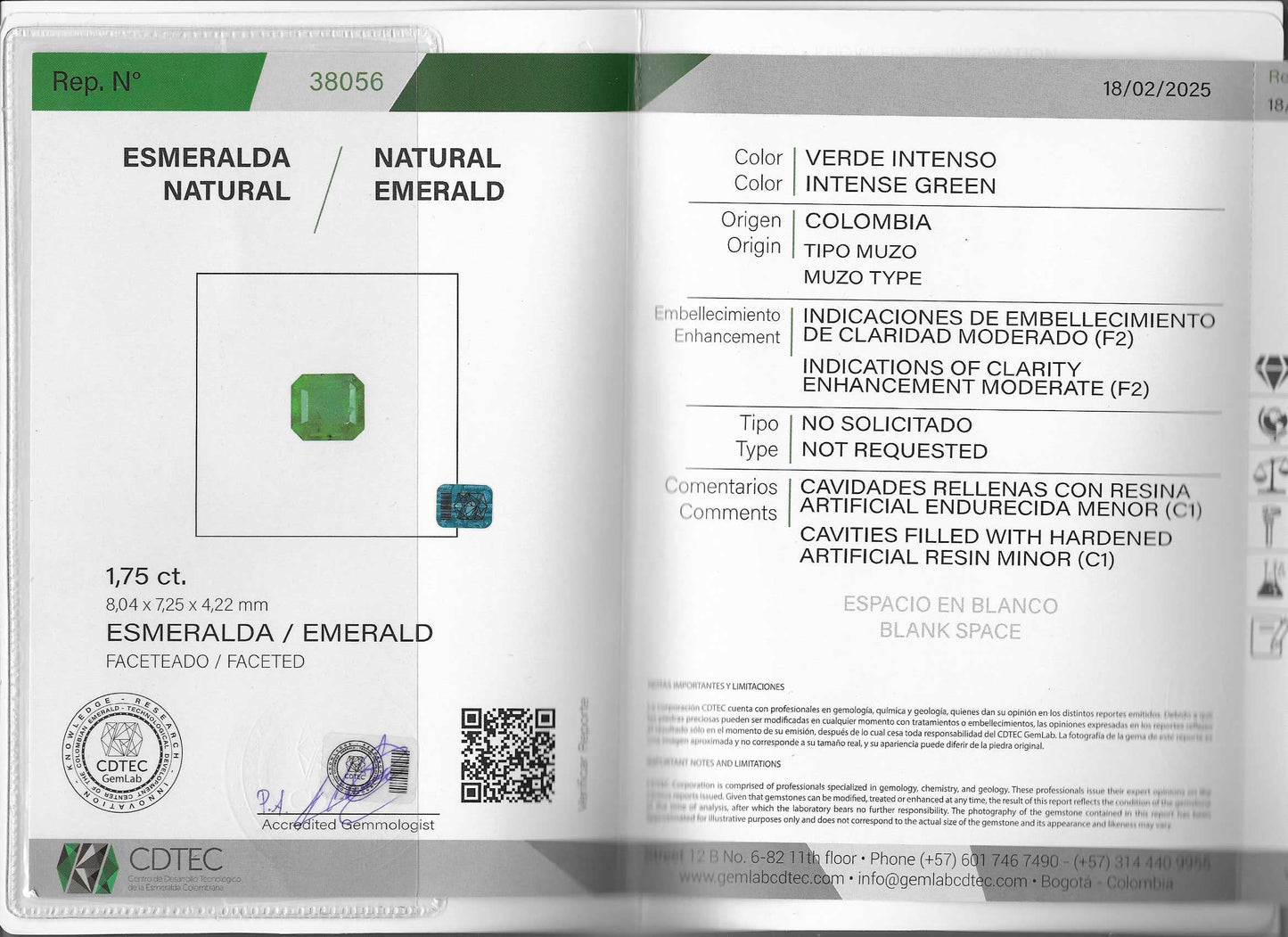 ESMERALDA CDTEC CORTE ESMERALDA 1.75 CTS