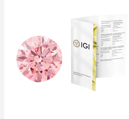 DIAMANTE DE LABORATORIO IGI  FANCY VIVID PINK CORTE BRILLANTE
