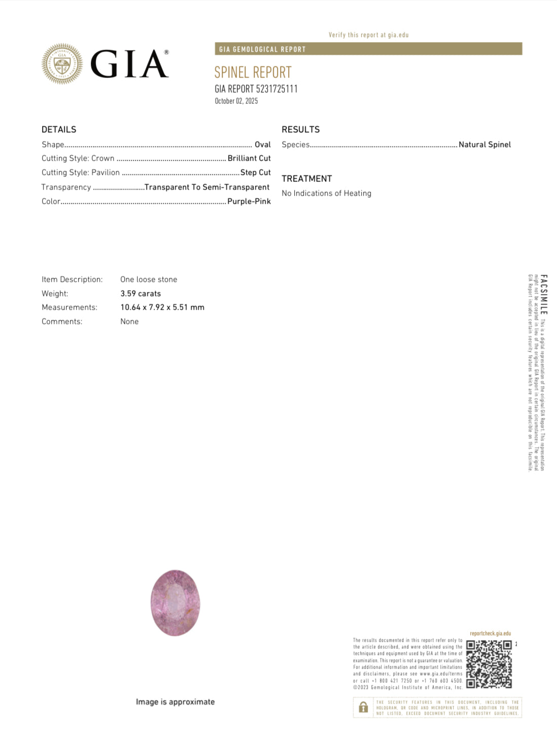 ESPINELA ROSA GIA 3.59 CTS