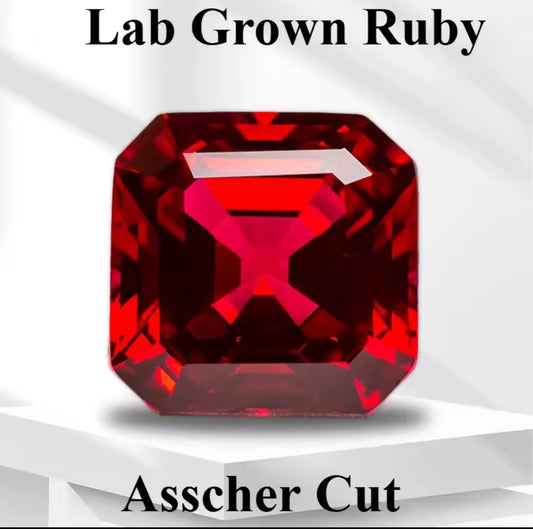 RUBÍ LAB GROWN  0.77 - 0.80 CT CTS AGL CORTE ASSCHER 5 X 5 X 3 MM