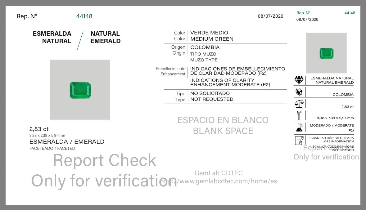 ESMERALDA CDTEC 2.83 CTS 9.38 X 7.39 MM