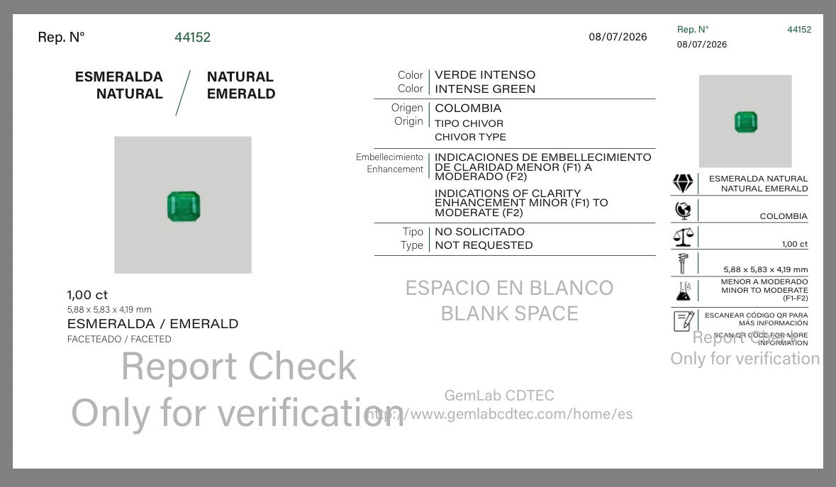 ESMERALDA CDTEC  SQUARE 1.00 CTS 5.88 X 5.83 MM