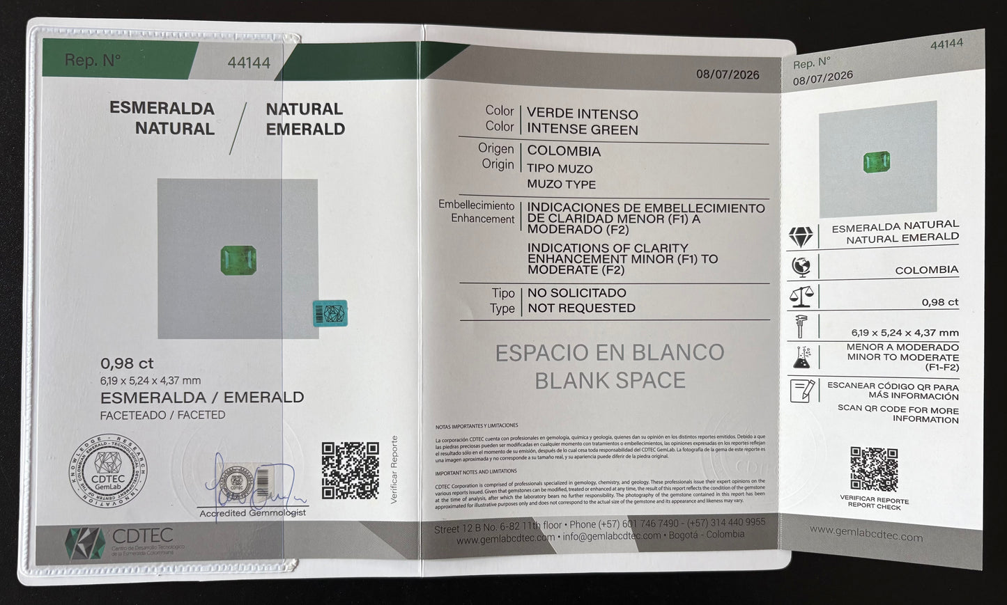 ESMERALDA CDTEC 0.98 CTS 6.19 X 5.24 MM