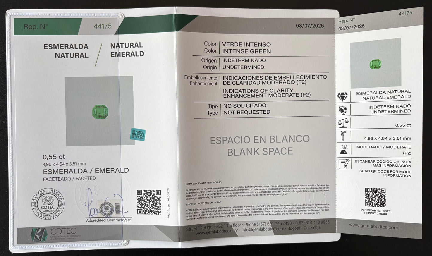 ESMERALDA CDTEC SQUARE 0.55 CTS 4.96 X 4.54 MM