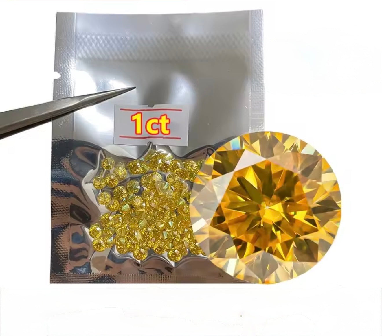 MOISSANITA GOLD YELLOW REDONDA  1 - 3 MM