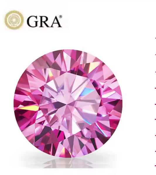 MOISSANITA ROSA  REDONDO   DE 0.50 CTS A 5 CTS