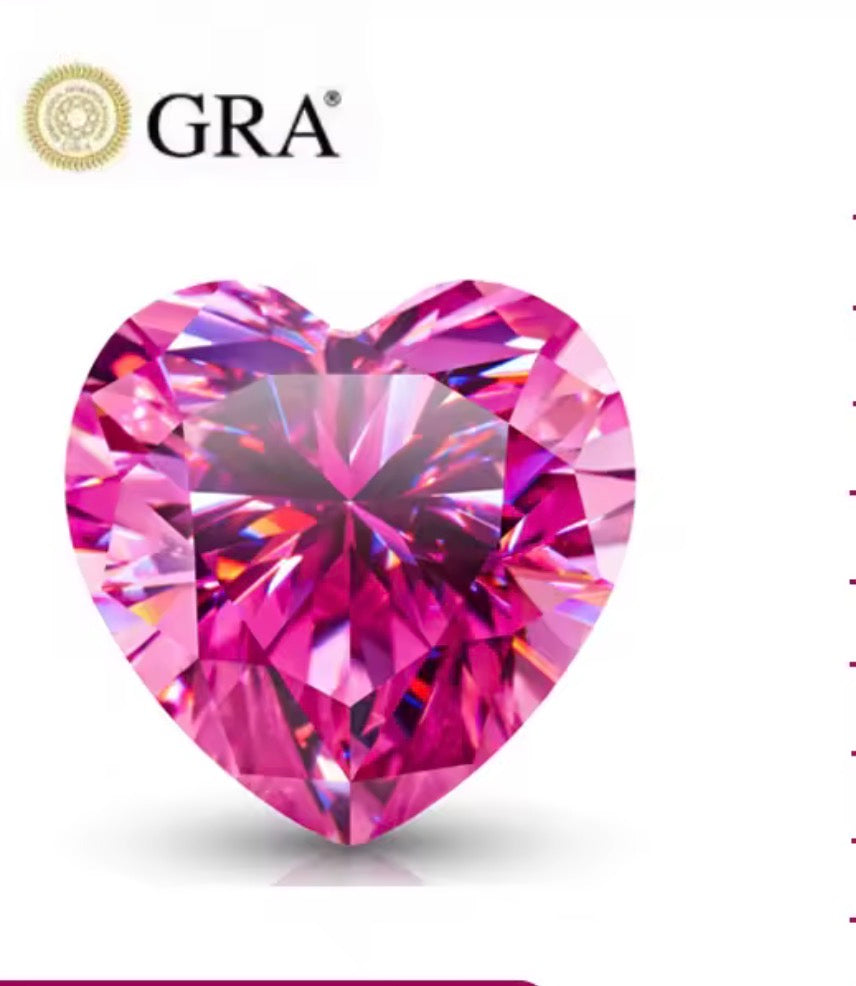 MOISSANITA ROSA   CORAZON   DE 0.50 CTS A 5 CTS