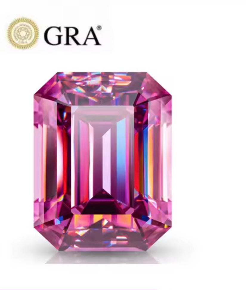 MOISSANITA  ROSA ESMERALDA   DE 0.50 CTS A 5 CTS