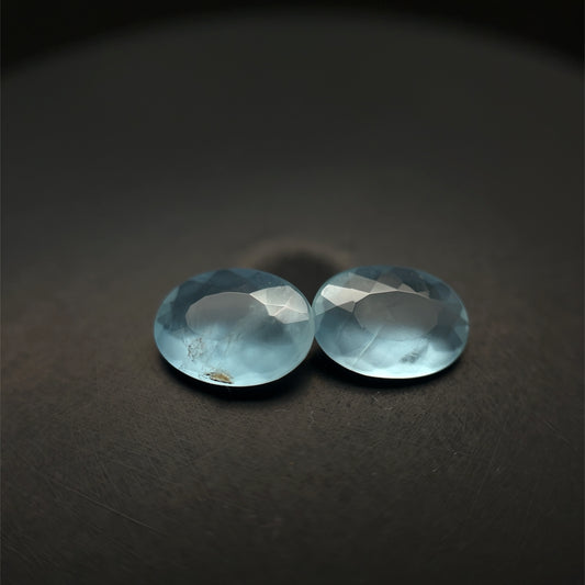 PAR AGUAMARINA 1.345 CTS CORTE OVAL 7.4 X 5.7 MM