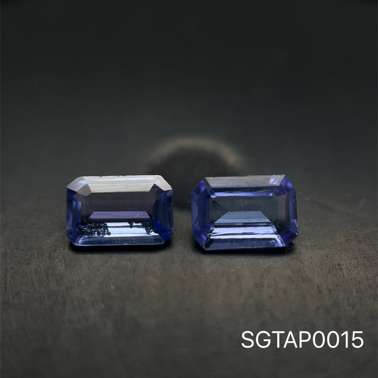 PAR DE TANZANITAS CORTE ESMERALDA 6 X 4 MM 0.93 CT