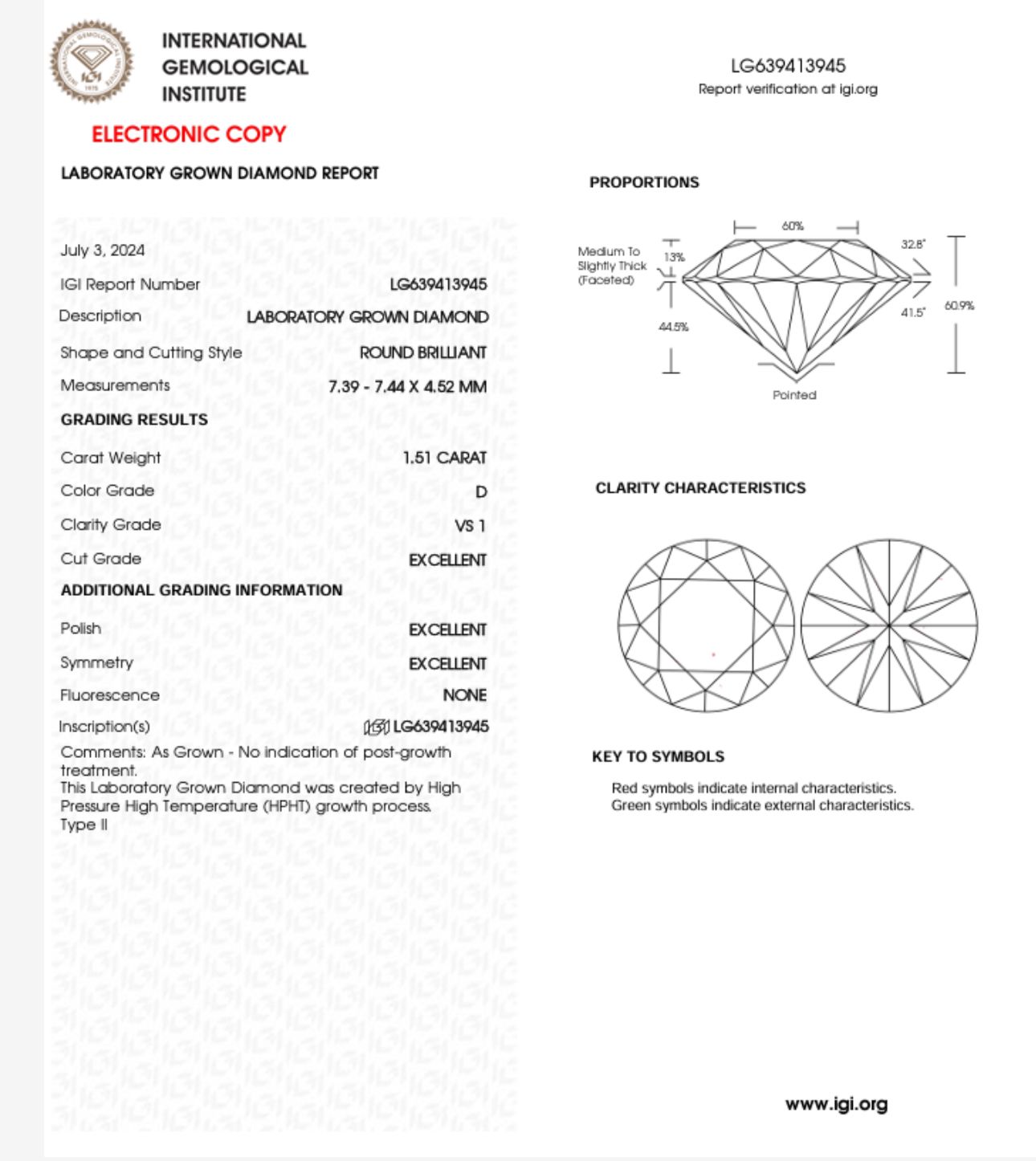 DIAMANTE DE LABORATORIO CORTE BRILLANTE 1.51 CT D VS1